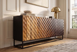 Sideboard SHADES 180cm 3D-Front Mangoholz mehrfarbig braun mit schwarzem Metallgestell