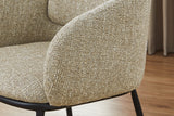Chair FLORENZ w/ armrests textured fabric beige brown and black metal frame