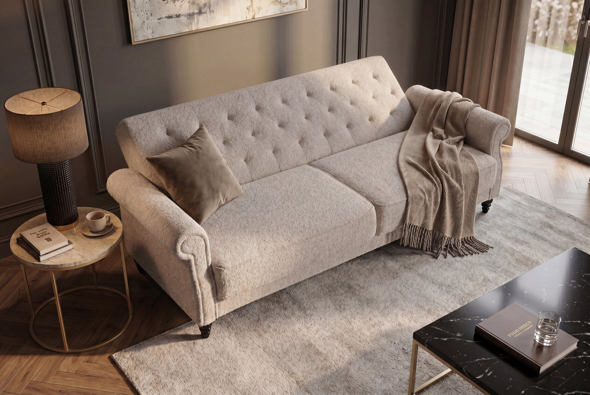 Schlafsofa MAISON BELLE AFFAIRE 220cm Bouclé Greige