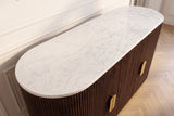 Sideboard GATSBY 140cm mango wood brown marble top white