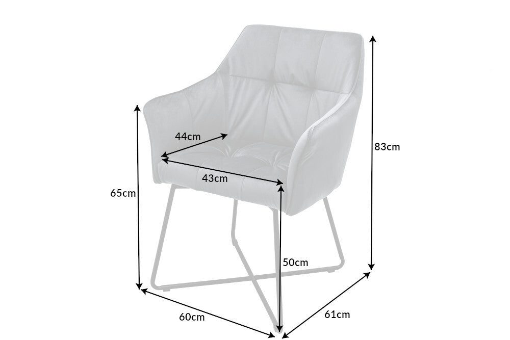 Stuhl LOFT mit Armlehnen Samt silbergrau
