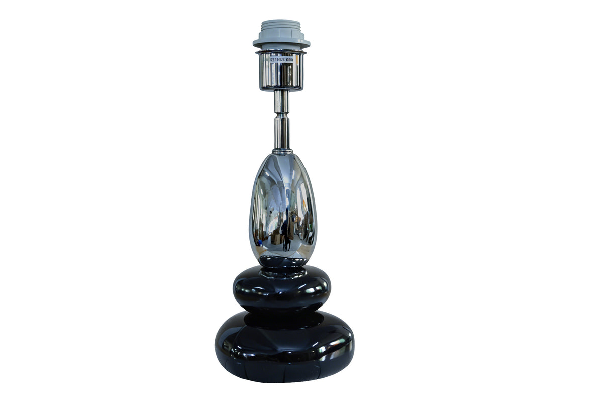 Tischlampe STONES OF ZEN 45cm m. verstellbarem Lampenschirm schwarz silber