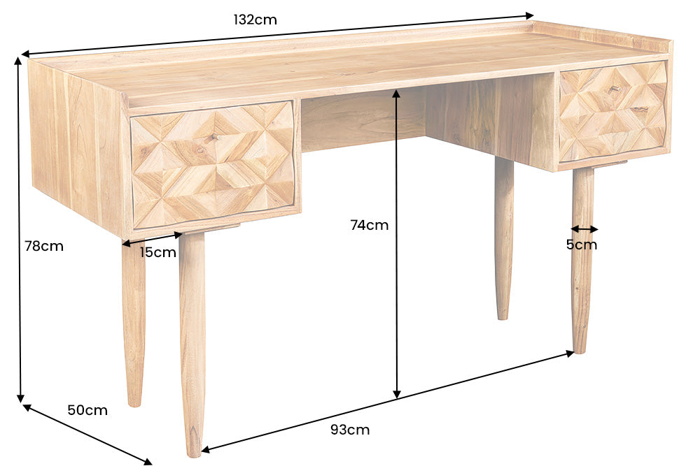 Desk ALPINE 130cm acacia honey finish