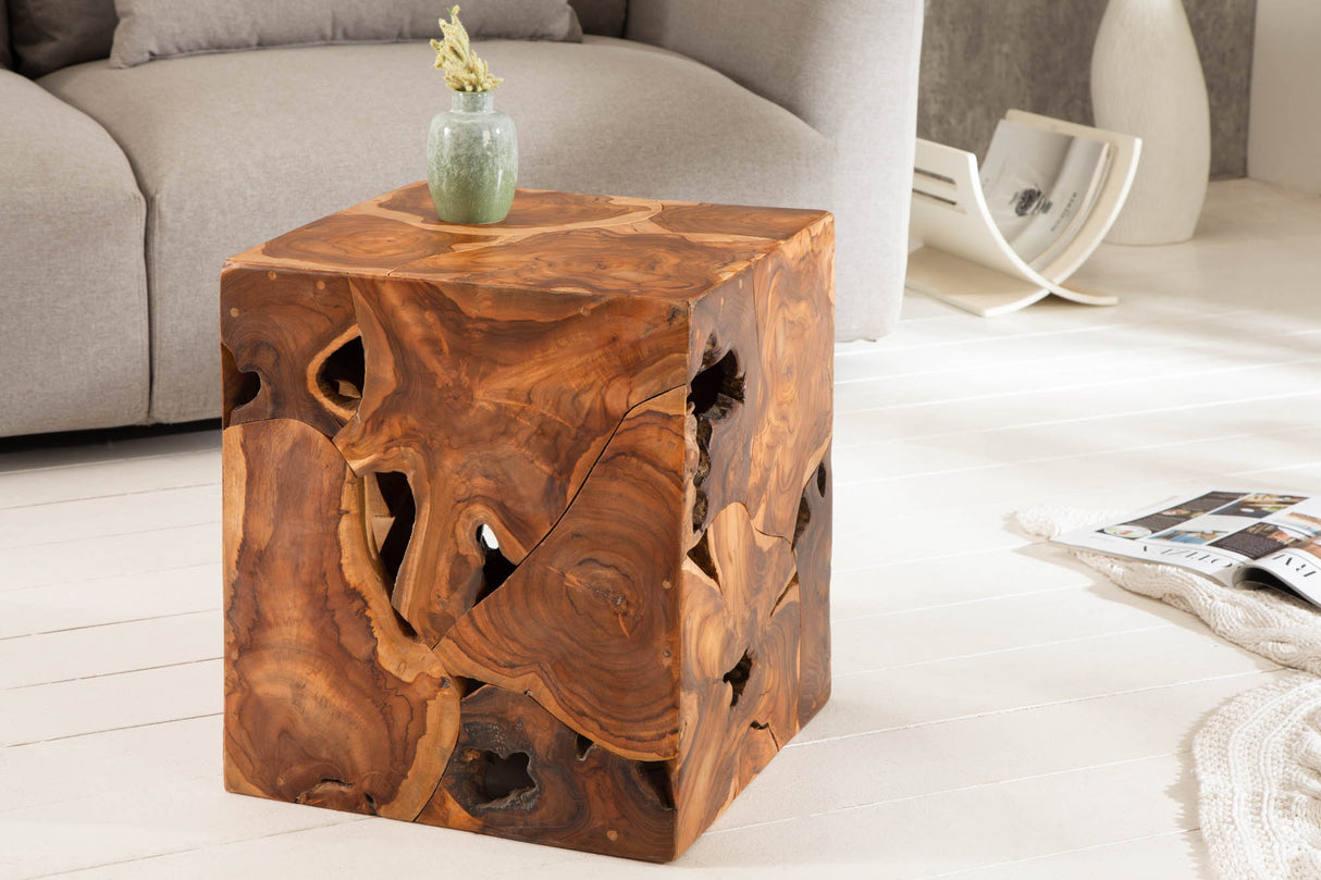 Side table stool SQUARE 40cm teak wood