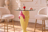 Bistrotisch SUNDAE 75cm pastellgelb mit magnetischer abnehmbarer Kirsche SWEET SOCIETY hauseigenes Design