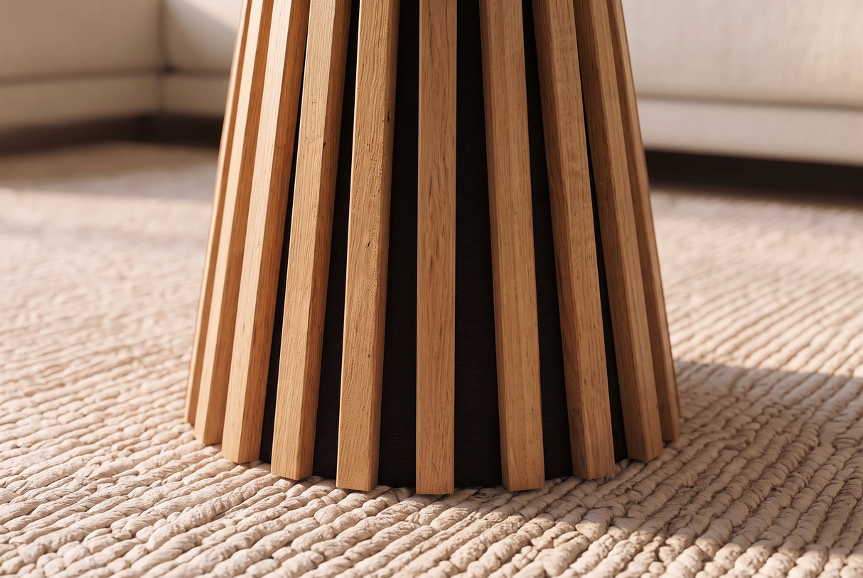 Coffee table VALHALLA WOOD Ø 50cm round oak wood veneered natural