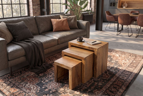 Side table MAKASSAR 29-45cm set of 3 nesting tables mango wood natural