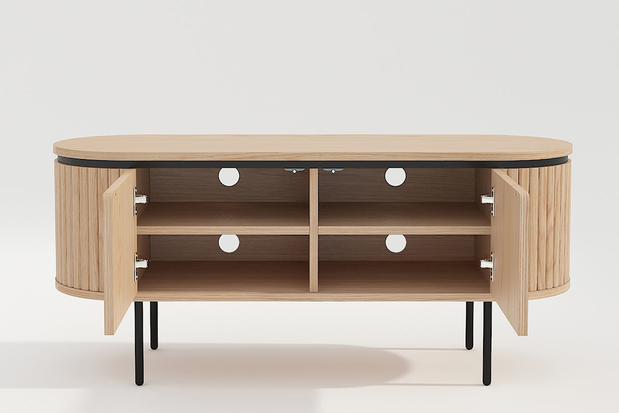 TV-Board ATELIER 120cm natural oak wood look w/ black legs
