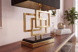 Table lamp ATLANTIS 56cm gold with fabric shade black