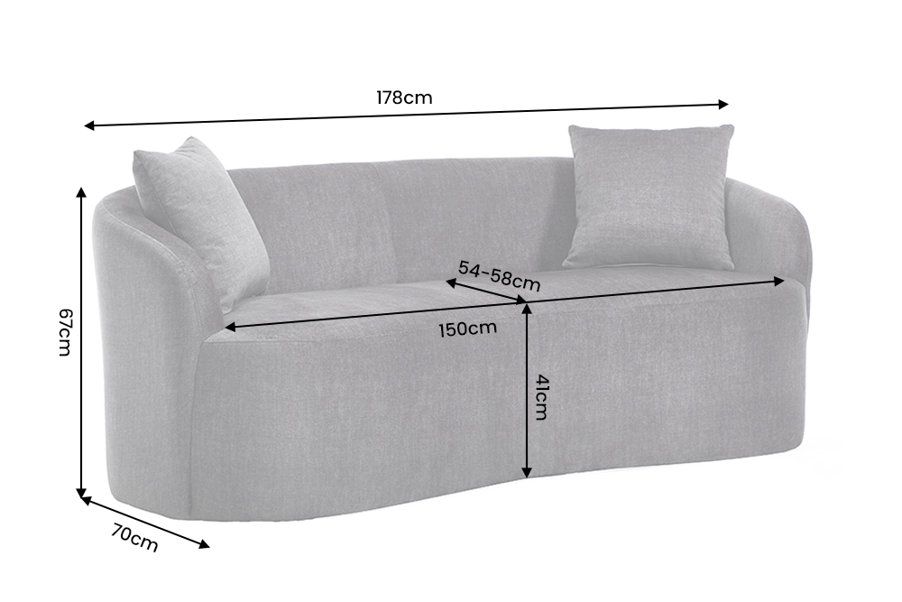 Sofa ELEMENTAL 180cm 2-Sitzer Samt Graphitgrau