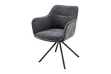 Swivel chair VERONA textured cloth and velvet dark grey