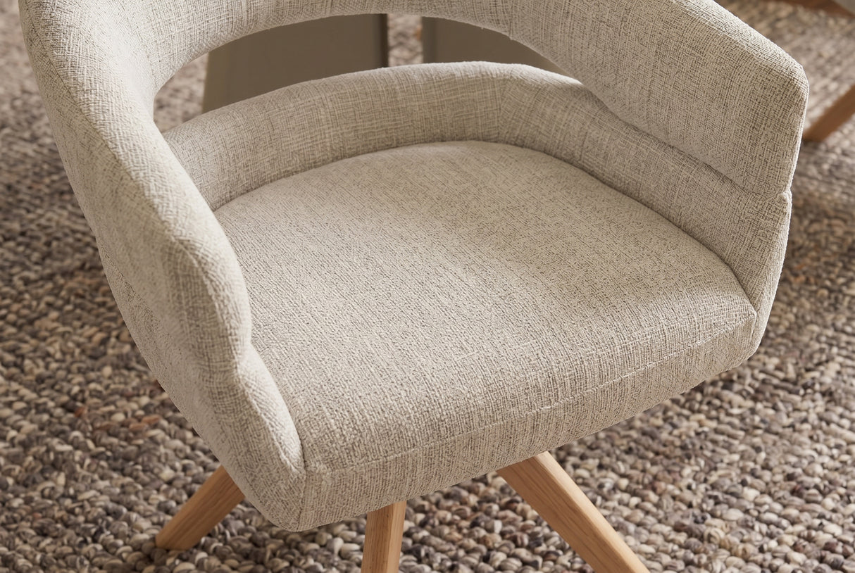 Swivel chair ORGANIKO 180° auto-return w/ armrests chenille fabric beige natural