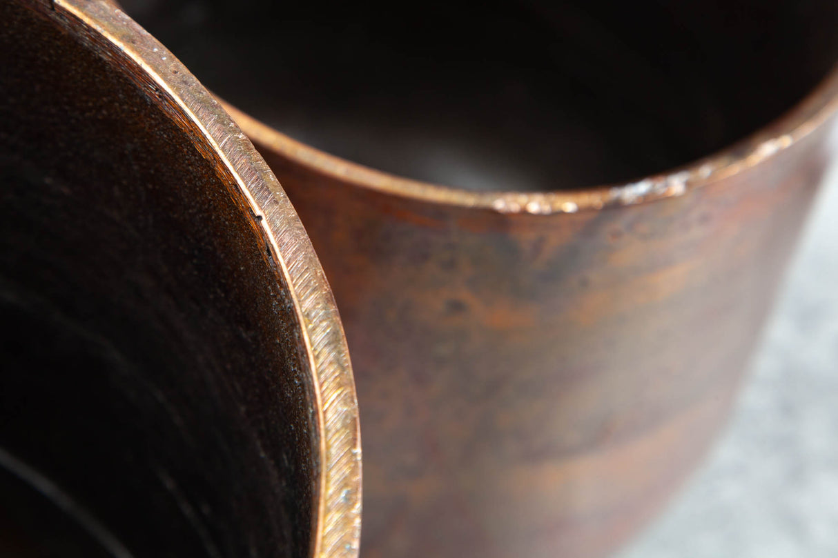 Planter FLOWERS large set of 2 mottled copper