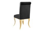 Stuhl MODERN BAROCK, samtschwarz mit goldenen Edelstahlbeinen