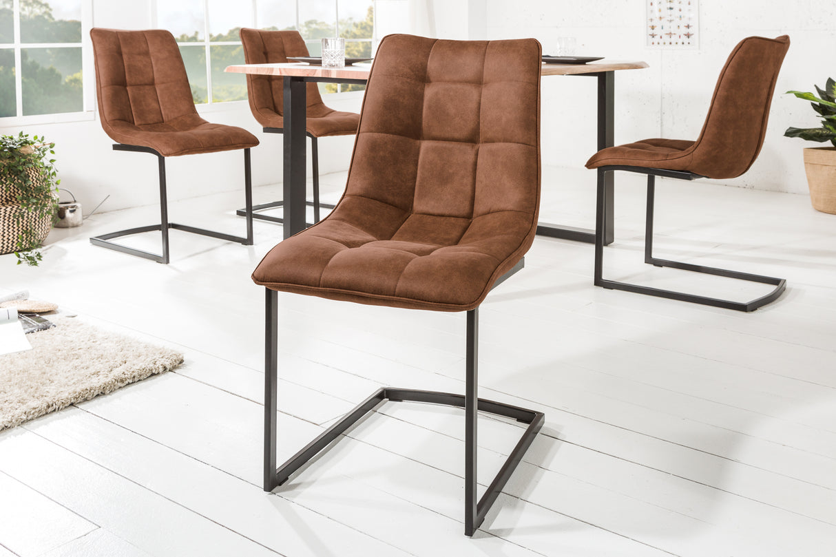 Cantilever chair MIAMI microfibre brown