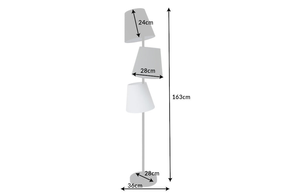 Floor lamp LEVELS 163cm 3 linen shades black grey white