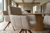 Swivel chair UNIQUE 180° auto-return w/ armrests textured fabric taupe beige brown