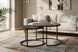 Coffee table ELEGANCE 75cm set of 2 aurora oro ceramic black gold sand