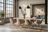 Dining table TRAVERTIN 220cm oval ceramic champagne greige