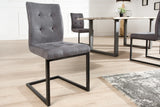 Cantilever chair OXFORD microfibre grey iron legs