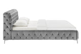 Bett MODERN BAROCK 160x200cm Samt grau im Chesterfield Stil im Barockstil