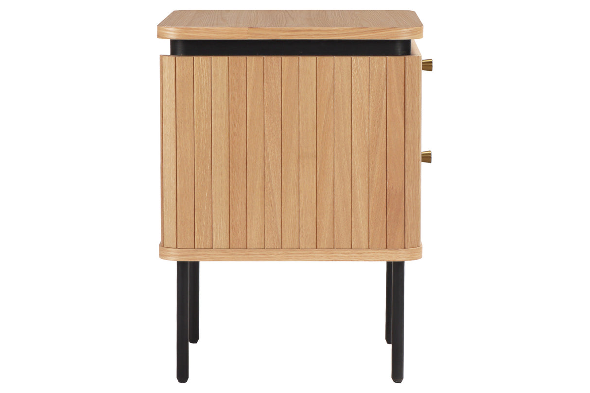 Bedside table ATELIER 55cm natural oak wood look w/ black legs