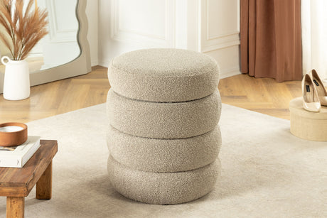 Hocker VOQUE 50cm Bouclé Taupe mit Stauraum
