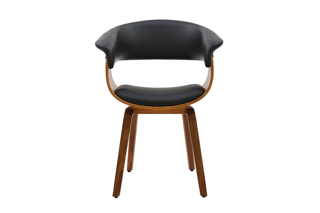 Stuhl ORGANIC Kunstleder schwarz und Walnussholzoptik