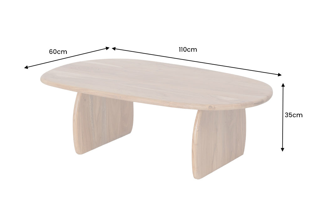 Couchtisch SCULPTURA 110cm skulpturale Form Akazienholz natur