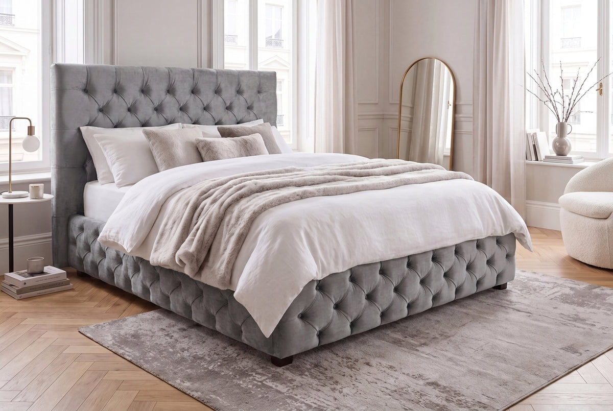 Bed PARIS CHESTERFIELD 180x200cm velvet grey