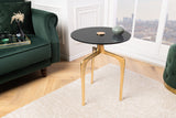 Side table ABSTRACT 55cm brass legs and black glass plate