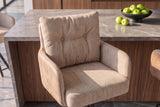 Barhocker BIG GEORGE drehbar m/Armlehnen Samt Flachgewebe Champagner Beige