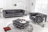 Armchair MODERN BAROCK Chesterfield look 120cm velvet grey