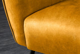 Wing chair AMSTERDAM velvet mustard yellow black metal legs