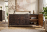 Sideboard TRIBAL 180cm 3D Antik-Look Mangoholz dunkelbraun
