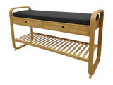 Shoeshelf ZEN-BO 100cm w/ drawer bamboo natural grey