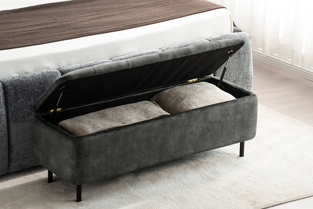 Sitzbanktruhe EN VOGUE 120cm mit Stauraum Samt dunkelgrün