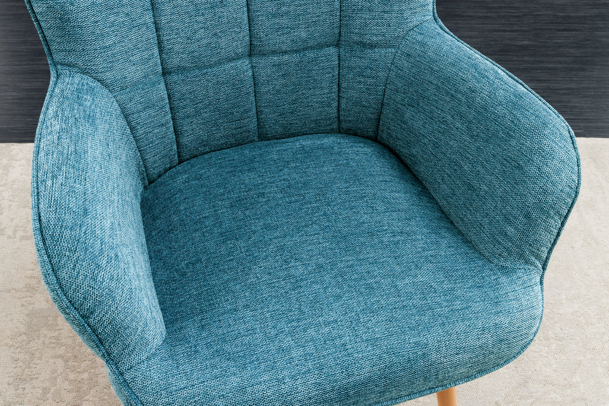 Armchair SCANDINAVIA with armrests textured fabric blue