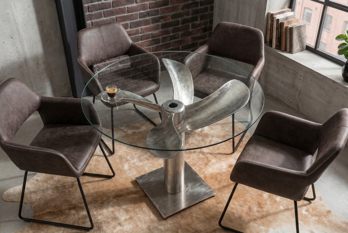 Dining table OCEAN 95cm base part silver w/o glass plate