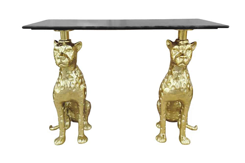 B-Console PANTHER 105cm gold metal w/ marble top