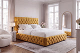 Bett PARIS CHESTERFIELD 160x200cm Samt senfgelb