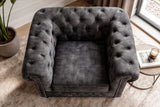 Sessel CHESTERFIELD Samt Antiklook grau