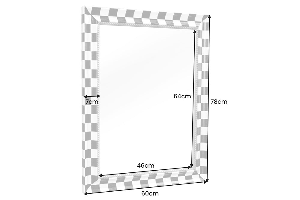 Wall mirror CHESS 80cm pine wood black white gold