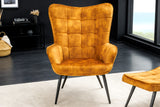 Armchair SCANDINAVIA with armrests velvet mustard yelllow