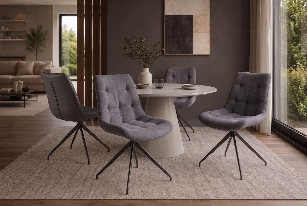 Chair DIVANI retro style artificial leather microfibre light grey black