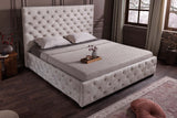 Bed PARIS 180x200cm CHESTERFIELD look velvet champagne beige w/ storage space