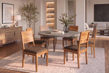 Chair MAKASSAR 80cm microfibre brown and sheesham wood brown stone finish