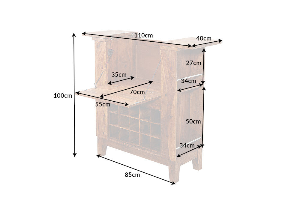 Bar cabinet MAKASSAR 100cm sheesham wood