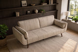 Sofa bed DIVANI 220cm 3-seater velvet champagne beige