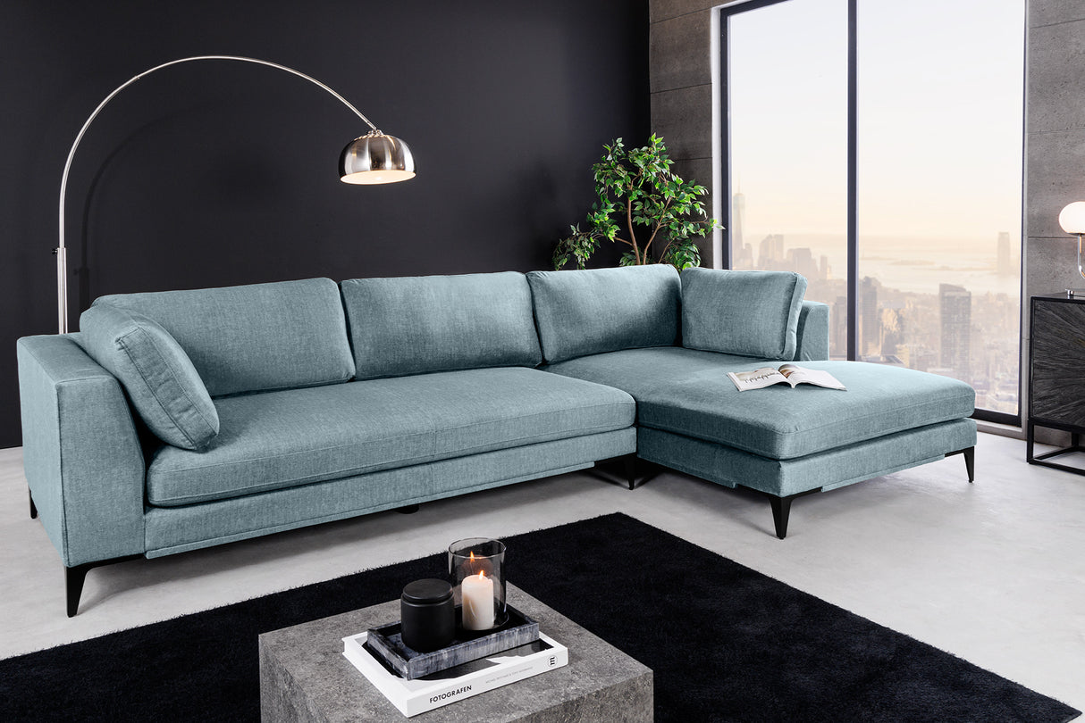 Ecksofa SIGNUM XL 315cm 3-Sitzer mit Ottomane rechts Samt Petrol